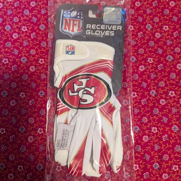 NWT San Francisco 49er NFL Team Stretch Fit YOUTH Receiver Gloves Franklin - Picture 2 of 4